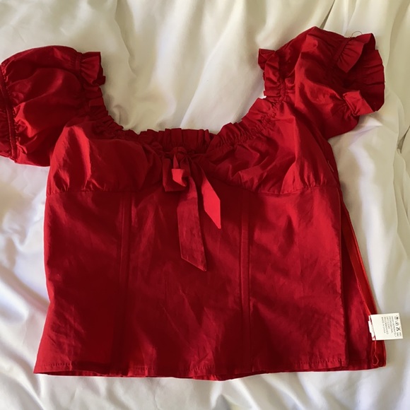 Red ruffle top - Picture 3 of 5